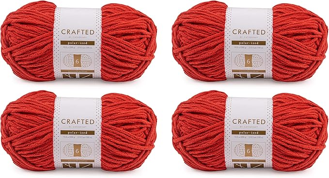 Crafted By Catherine Blanket Solid Yarn - 4 Pack (213 Yards Each Skein), Cinnabar, Gauge 6 Super Bulky