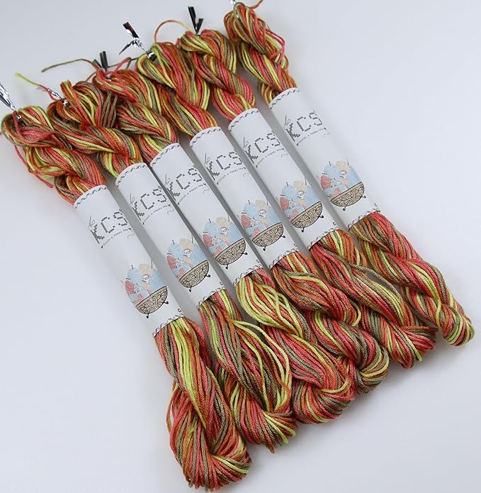 KCS Big skeins of 25 Meters Size 25 Color Variegated Cross Stitch Stranded Threads,6 skeins,4510