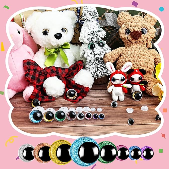 160PCS Large Safety Eyes for Amigurumi Safety Eyes for Crocheting for DIY Dolls Puppets Bear Crafts Animals Amigurumi Making Supplies(12-30MM)