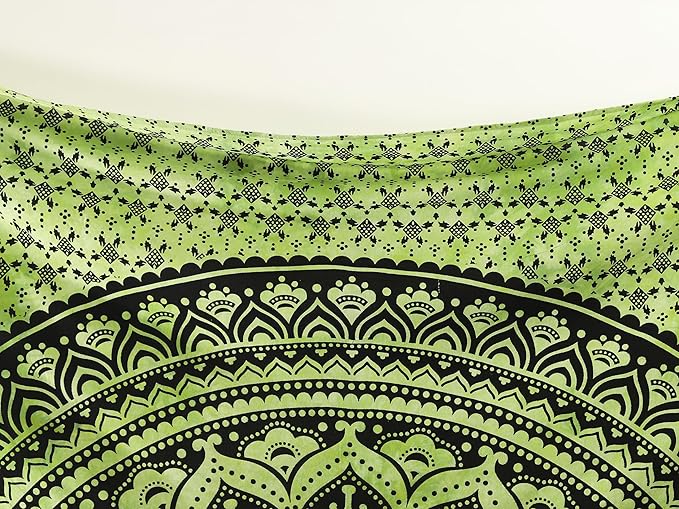 popular handicrafts queen mandala hippie tie dye psychedelic ombre tapestry wall hanging - indian maditation gypsy bohemian hippy dorm room decor green 81x88 inch