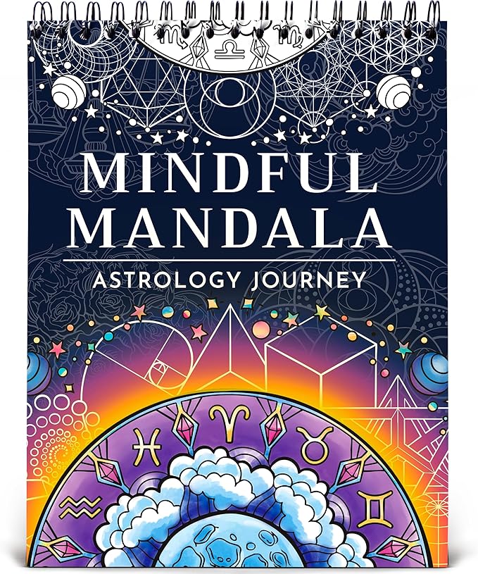 Premium Zodiac Mandala Coloring Book for Adults – 50 Astrology Designs – 180gsm Thick Bleed-Proof Paper, Spiral Bound Lay-Flat, Perforated – Frameable Art, Horoscope Gifts for Women, Star Signs