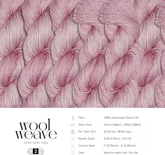Superwash Merino Wool Yarn for Knitting & Crocheting - Premium Hand Dyed, 100gr, 240 Yards, Dk Weight - Luxurious, Soft & Durable Pink Yarn