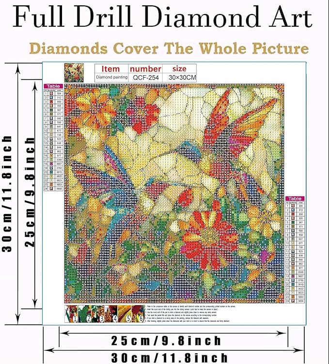 EIBEILI Adult Diamond Painting Set - Glass Hummingbird Diamond Painting Set, 5D Diamond Painting, DIY Full Diamond Painting Gemstone Craft 11.8x11.8 inches