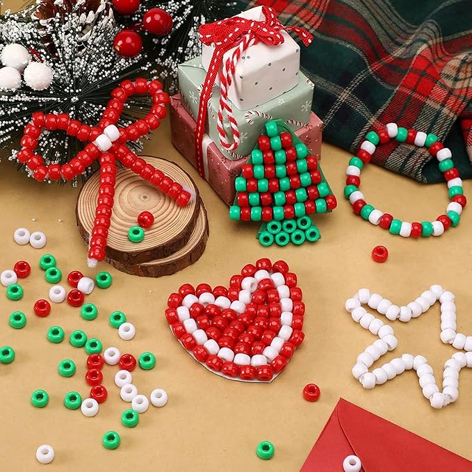 gmma red white blue green pony beads for bracelets christmas beads for friendship bracelets 1000 pcs independent day plastic beads for diy necklace jewelry making supplies