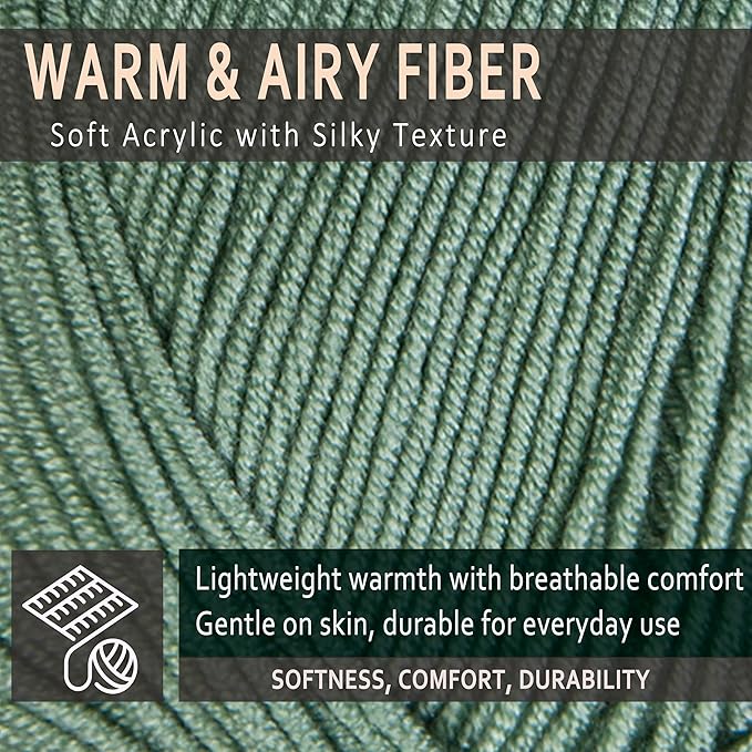 LaVita Baby Premium Anti-Pill Acrylic Yarn - 820 Yards, 3 x 3.5 oz - Warm, Airy Fiber with Silky Texture - Oeko-TEX Certified, Durable, Lightweight, Long-Lasting, Solid Pastel Colors - 3 Skeins Pack