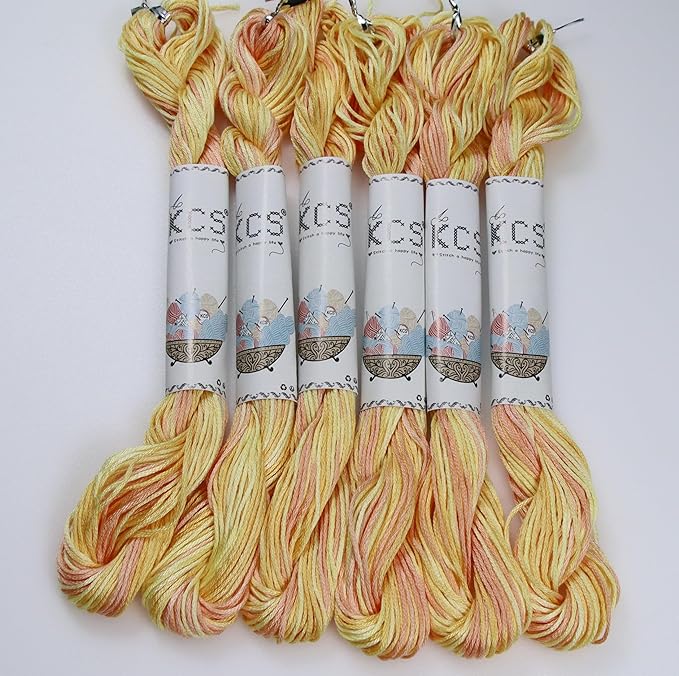 KCS Big skeins of 25 Meters Size 25 Color Variegated Cross Stitch Stranded Threads,6 skeins,4090