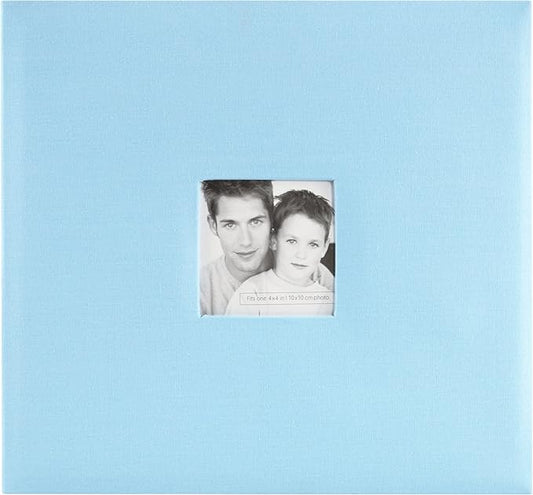 MCS Expandable 10-Page Fabric Scrapbook Album with Photo Opening Cover and 12 x 12 Inch Pages, 13.5 x 12.5 Inch, Sky Blue