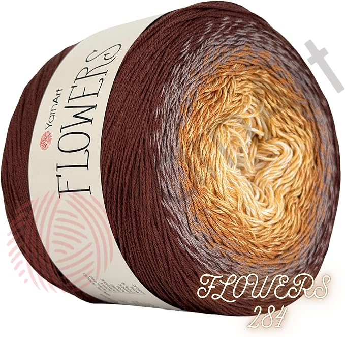 Yarn Art YarnArt Flowers Yarn 55% Cotton 45% Acrylic 250gr 1094yds Multicolor Cotton Yarn Rainbow Crochet Yarn Spring Summer - 1 Fine Sport Skein (284)
