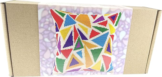 Stained Glass. Needlepoint Kit. Throw Pillow 16×16 Inches. Printed Tapestry Canvas, European Quality