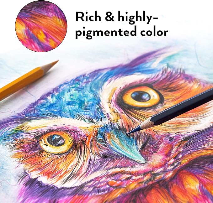 ARTEZA Watercolor Pencils, Set of 120, Water-Soluble Colored Pencils with 4 mm Break-Resistant Core, Pre-Sharpened Tips, and Metal Storage Tin for Blending, Layering, and Wet or Dry Techniques