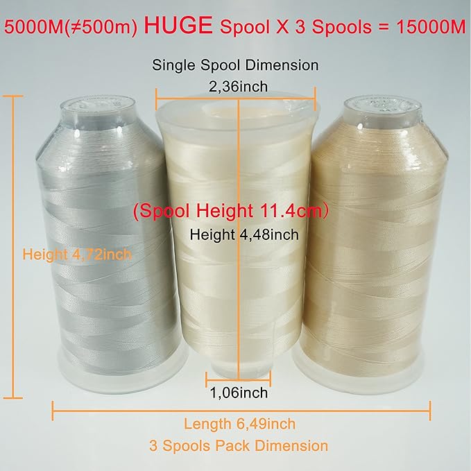 New brothreads - 40 Options- Various Assorted Color Packs of Polyester Embroidery Machine Thread Huge Spool 5000M for All Embroidery Machines -Neutral Colors