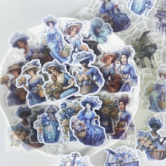 Alideco 80Pcs Vintage Victorian Tea Scrapbooking Stickers Scrapbook Paper Aesthetic Kawaii Girls Stickers for Journaling Assorted Phone Adult(huatuanjincu)