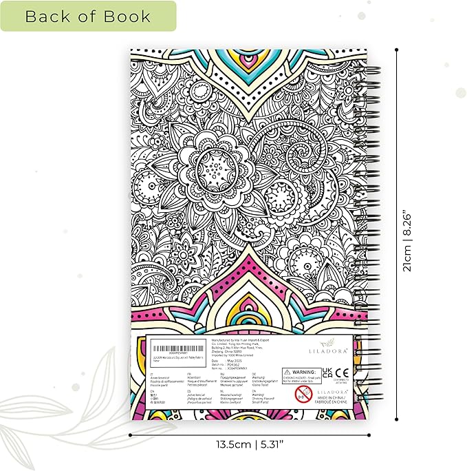 LILADORA Mandalas And Beyond 2-in-1 Adult Coloring Book & Journal for Women | 55 Pages Sacred Geometry | Easter Gifts for Adults | Stress Relief & Mindfulness | Coloring Books for Relaxation