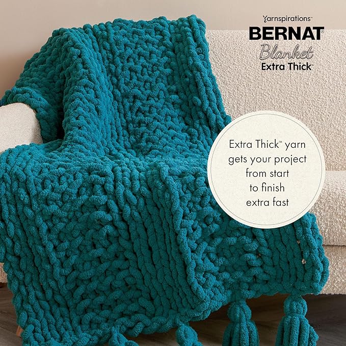 Bernat Blanket Extra Thick Teal Ivy Varg Yarn - 2 Pack of 21.12oz/598.74g - 100% Polyester - #7 Jumbo - 72 Yards - Chunky Yarn for Hand Knitting, Crocheting, Crafts & Amigurumi