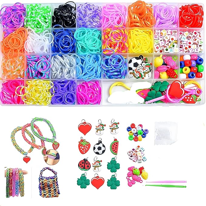 2000+Rubber Band Bracelet Kit, Loom Bracelet Making Kit for Kids, Rubber Bands Refill Loom Set, Rubber Bands for Bracelet Making Kit for Kids