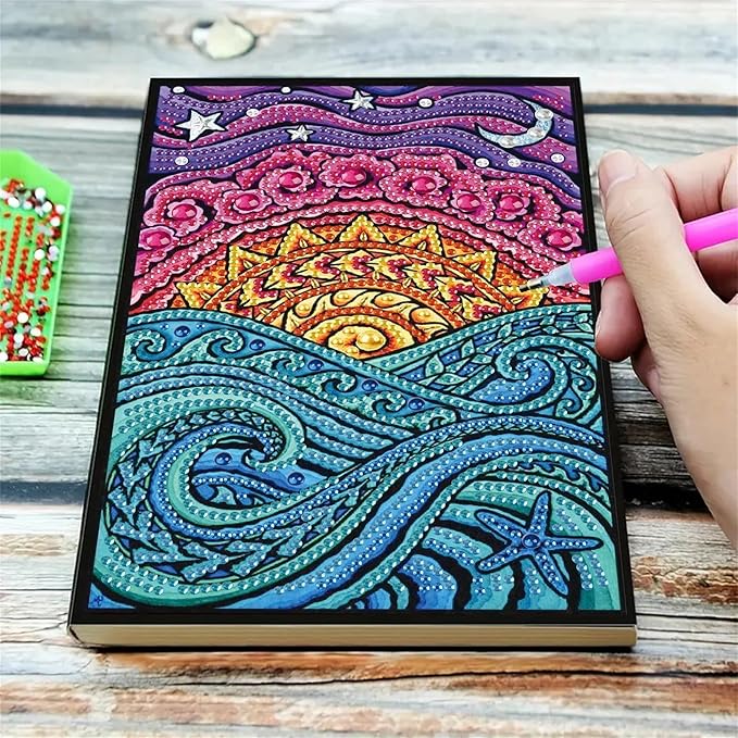 Mandala Diamonds Painting Notebook for Adults, A5 Diamond Art Journal and DIY Sketchbook, Diamond Art Kit Supplies,Gift for Beginners, Craft Lovers, Artists. (Mandala)