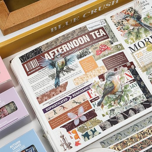 yubx flowers washi tape set 60 rolls leaves patterns decorative skinny fall masking tapes for arts, diy crafts, journals, planners, scrapbook, wrapping (autumn)