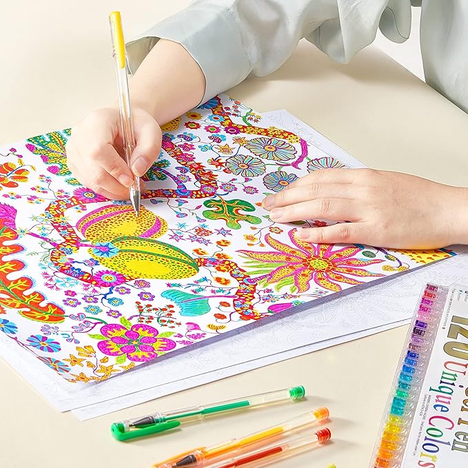 Shuttle Art 120 Unique Colors (No Duplicates) Gel Pens Gel Pen Set for Adult Coloring Books Art Markers (Pack of 2)