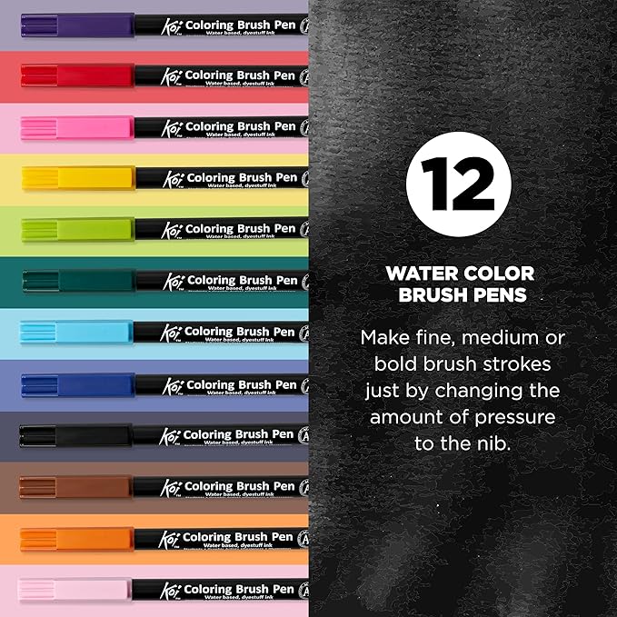 SAKURA XBR-12SA 12-Piece Koi Assorted Coloring Brush Pen Set