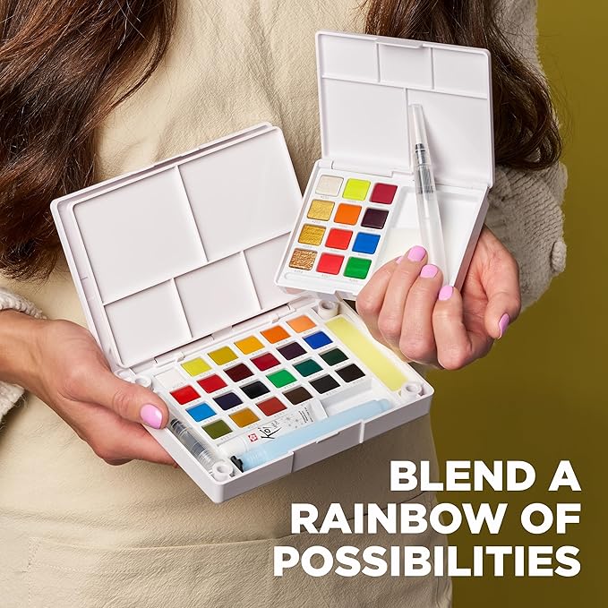 SAKURA Koi Field 30 Assorted Watercolors with Water Brush Sketch Set XNCW-30N