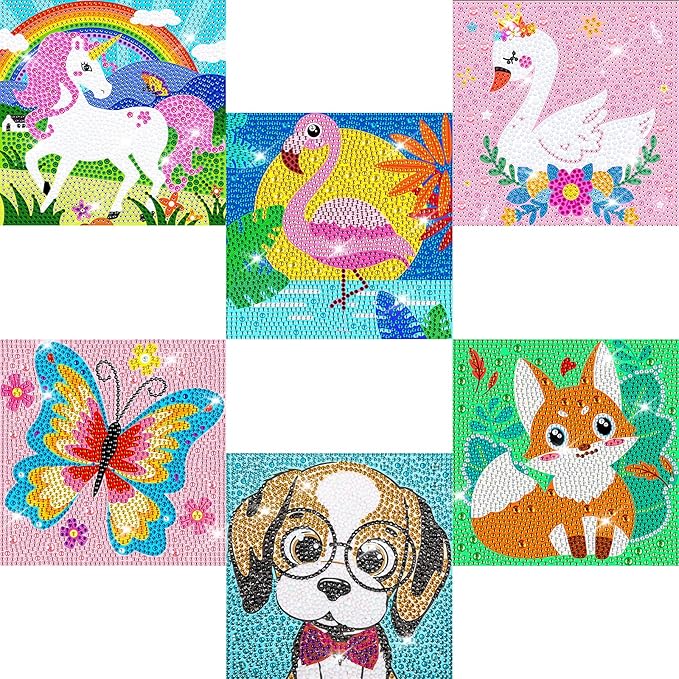 Labeol Diamond Art Kits for Kids Crafts for Girls Ages 6-8-10-12 Easy to DIY Creative Diamond Art Sticker Craft by Numbers Kits for Kids and Adult Beginners (6 Pack Dream)