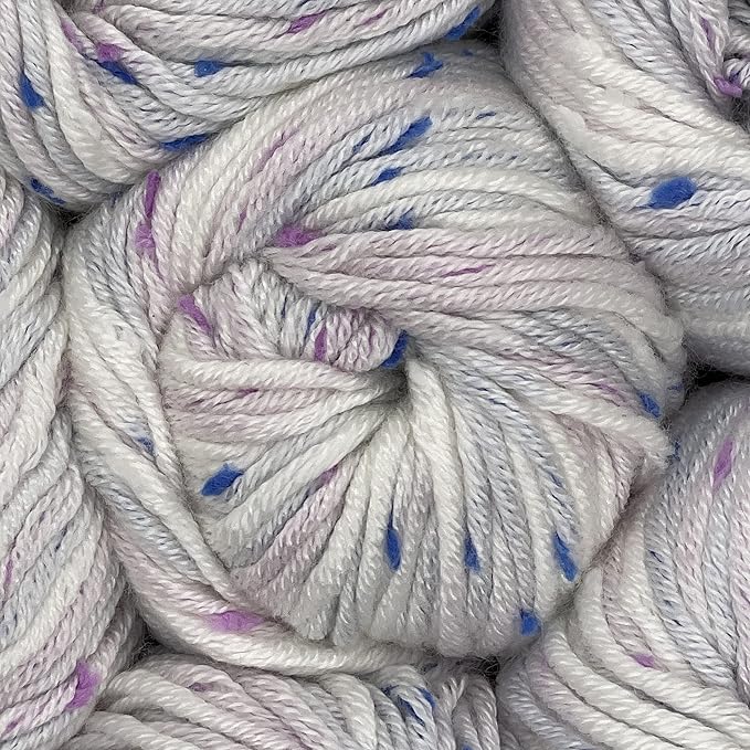 Tweed Twinkles Soft Baby Yarn for Crocheting, 8-Pack (696Yds / 400G), Free Patterns - Acrylic Baby Blanket Knitting Yarn with Flecks - Size 3 DK Light Worsted Weight - Powder White