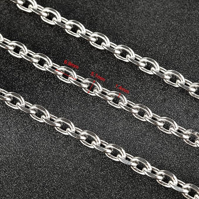 YOUBEIYEE 304 Stainless Steel Cable Chain for Jewelry Making, 16.4 Feet Silver Necklace Chains Bulk with 30pcs Open Jump Rings and 10pcs Lobster Clasps