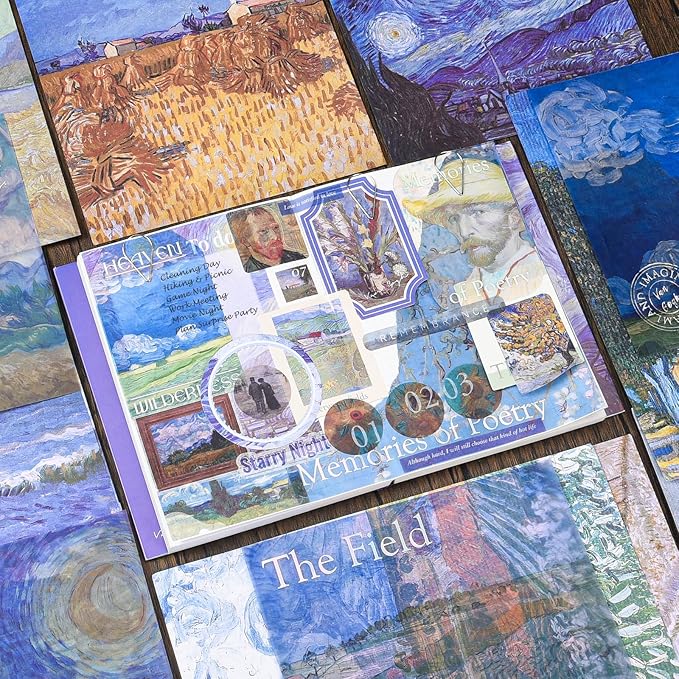 Scrapbook Supplies Kit, Vintage Junk journaling Supplies, Scrapbooking Kit with Aesthetic Stickers, Stationary Set, Bullet Journaling Kit, Ephemera Collage Craft Supplies Gift for Adults Women Starter