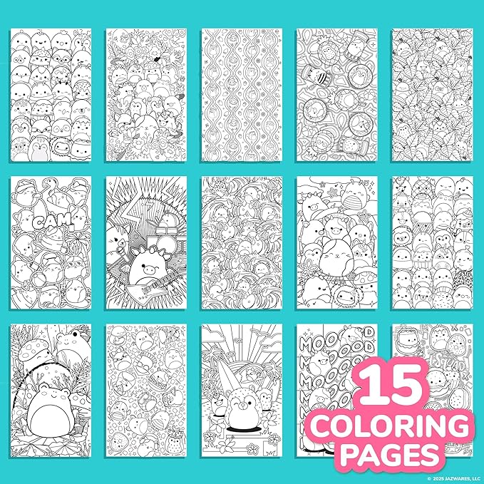 Original Squishmallows Color & Sketch Set, 15-Page Sketchbook, Color & Sketch Book, Sketch Pad, Drawing Pad for Kids, Coloring Books for Kids, Cute Coloring Books, Small Sketchbook, Coloring Book