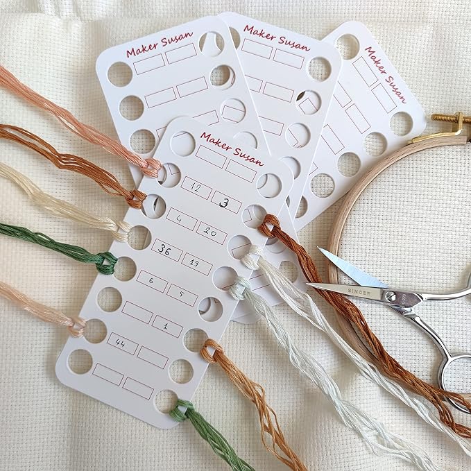 5 Pack Embroidery Thread Organizer Cards, Embroidery Floss Organizer Holder 16 Positions Cross Stitch Bobbin for Floss, Craft DIY Sewing Storage, Cardboard Floss Bobbins, Thread Keeper
