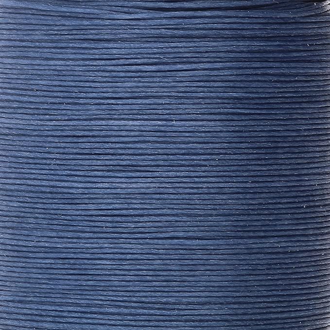KO Nylon Beading Thread, Denim Blue Color, Japanese Pre-Waxed 100% Nylon, 330TEX, Tangle Resistant Knotting Cords, 50m /55 yds Spool, Use for Seed Bead Projects, Loom Work & Bead Weaving