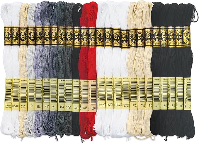 DMC Black Tin Embroidery Floss - Monochrome Colors - 24 Count - 8.7 Yard Skein