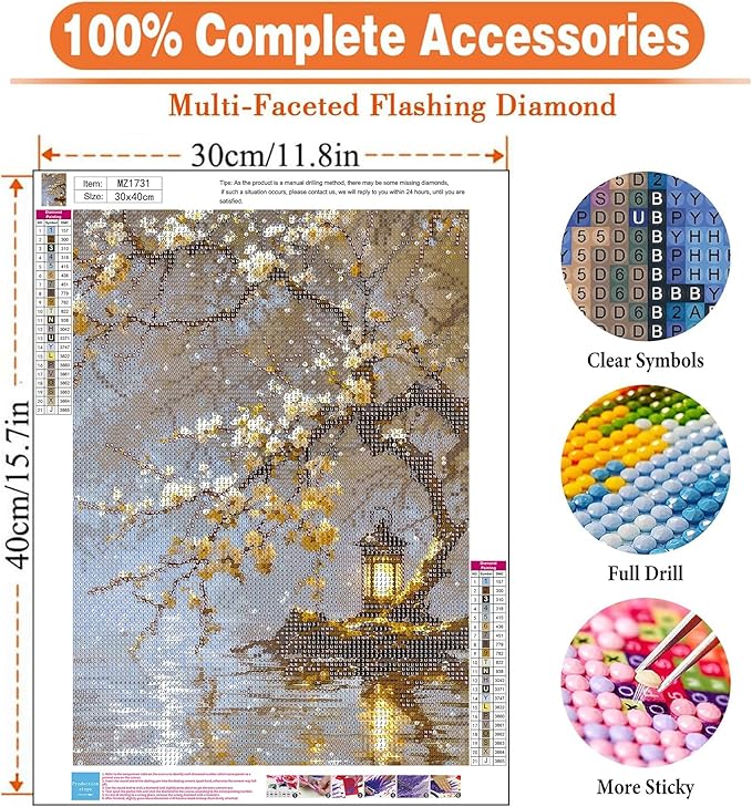 igoodom Landscape Diamond Art Kits for Adults, Diamond Painting Kit, Full Drill Round Diamond Art Kits, DIY Gem Art and Crafts for Home Wall Decor Gift 12x16inch
