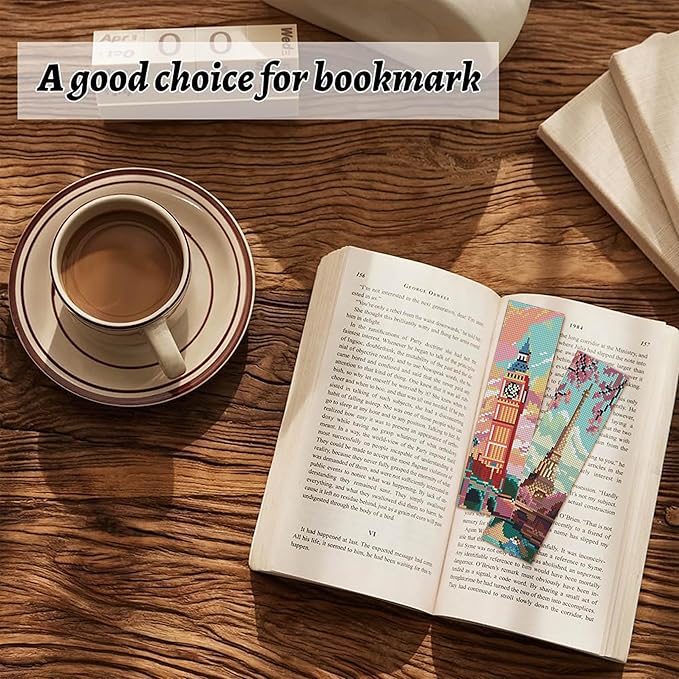 NEGEKFKX 6 Pcs Cityscape Cross Stitch Bookmark Kit for Adult Beginners,Famous Buildings Cross Stitch Kits 14 CT DIY Crossstitch Kits Adult Stamped Bookmark Embroidery Bookmarks Kit