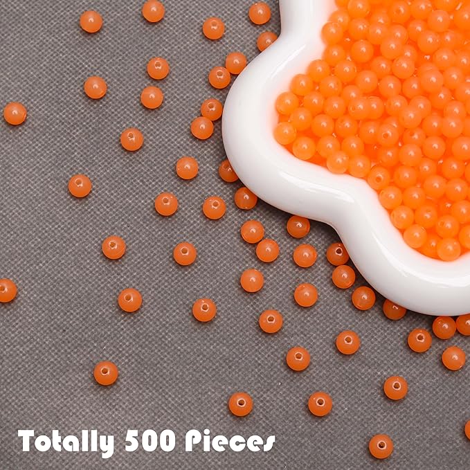bonny boxx 500pcs 8mm jelly orange acrylic round beads, smooth transparent acrylic balls, plastic resin gumball bubblegum chunky beads for necklace & bracelet making, crafting supplies