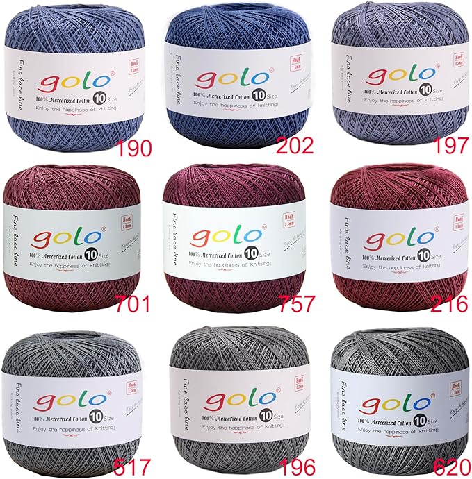golo Crochet Thread Crochet Yarn for Crocheting Cotton Yarn for Hand Knitting 208