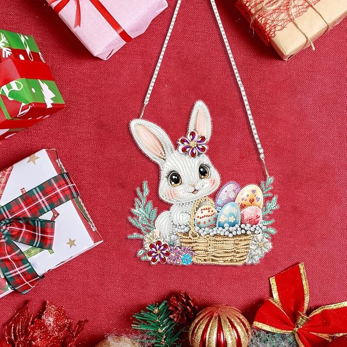 BAWKENTON Easter Hanging Diamonds Art kit for Adult, DIY Diamonds Painting Art Kit, 7.92x8.66 inch Acrylic Diamonds Painting Board Kit Ornament, Special Crystal Diamond Hanging Ornament