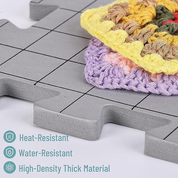 Mr. Pen- Blocking Mats for Knitting & Crochet Projects, 12" x 12", 9 Pack with 150 pcs T-Pins, Gray Aligned Grid Knitting Blocking Mats and Pins, Water & Heat Resistant