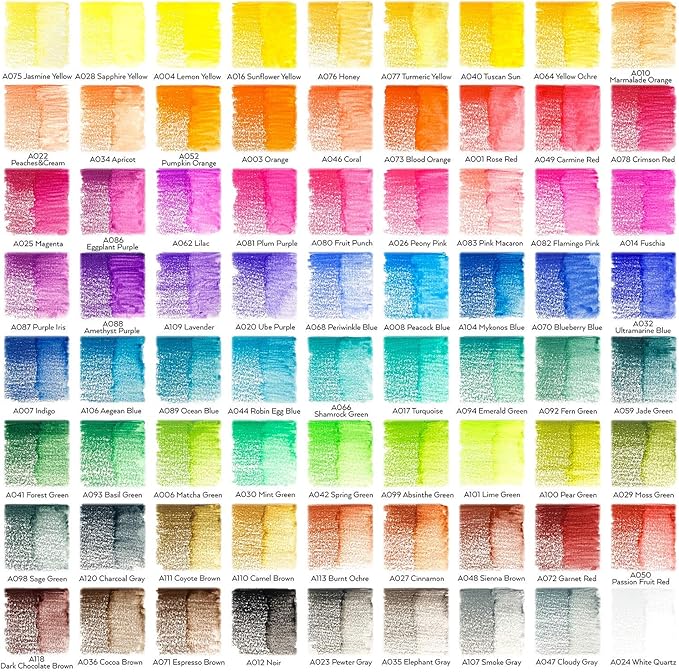 ARTEZA Watercolor Pencils, Set of 72, Water-Soluble Colored Pencils with 4 mm Break-Resistant Core, Pre-Sharpened Tips, and Metal Storage Tin for Blending, Layering, and Wet or Dry Techniques