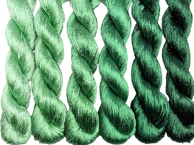 100% Nature Mulberry Handmade Embroidery Silk Thread Woven Jewelry Accessory Artificial Flowers Cross Stitch Floss DIY Sewing Kits 6 Gradient Colors 22m Each (5)