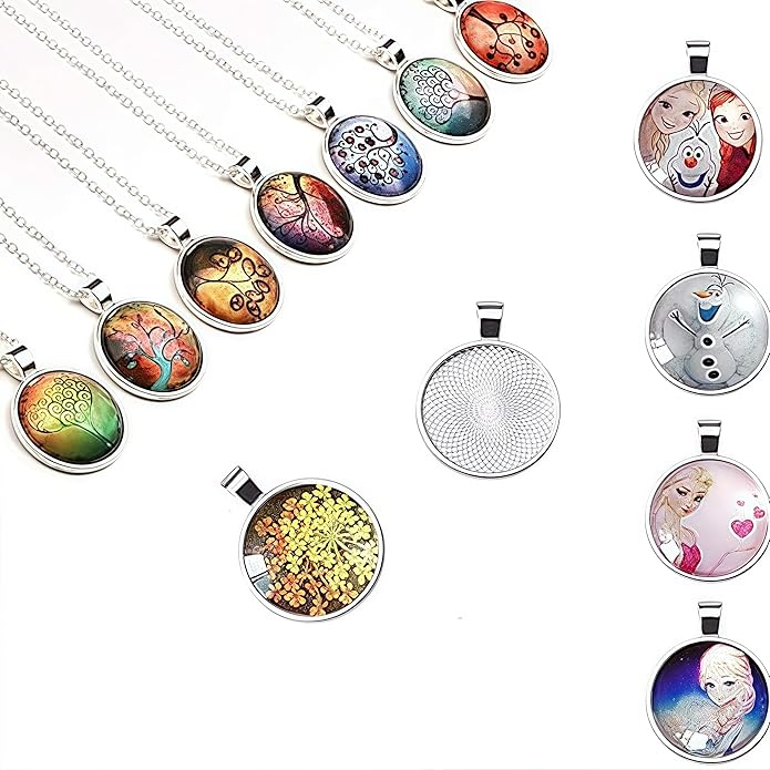 DAHI Bezel Pendant Trays for Jewelry Making DIY Round Pendant Tray Charm Bezel Blanks Setting Cabochon Blank Base for DIY Jewelry Findings Making,Crafting Photo,Necklace,Pendant Making Visit the Oubaka Store