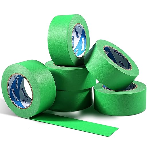 Green Painters Tape,2 inch x 60 Yards x 6 Rolls (360 Yards Total) - Green Masking Tape for Painting, Automotive Paint, DIY Crafting, No Residue