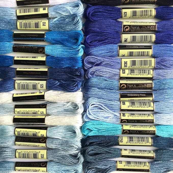 30 Skeins Embroidery Threads Embroidery Floss for Friendship Bracelet String Cross Stitch DIY String Art (Blue)