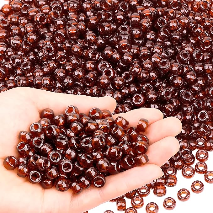 gmma brown transparent pony beads for bracelet plastic beads for jewelry making fall beads for friendship bracelets thanksgiving autumn beads for diy bracelet necklace party decoration supplies
