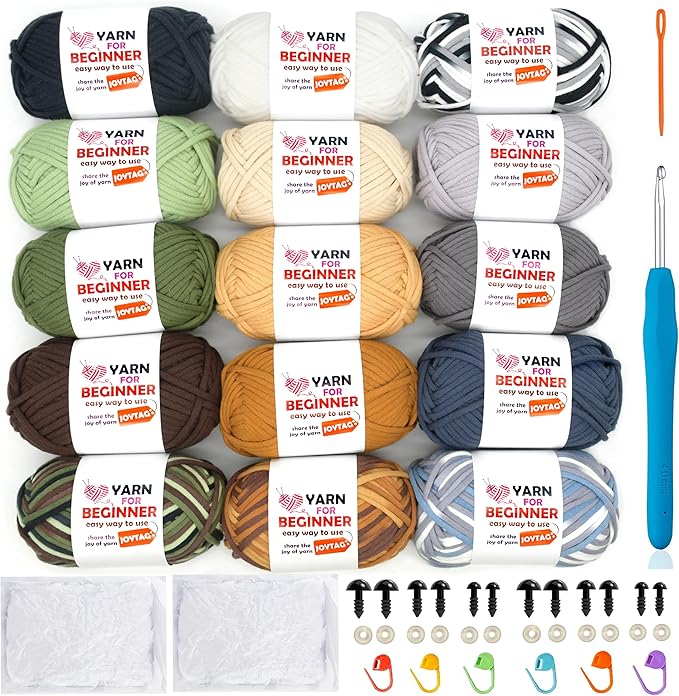 15 Pack Beginners Crochet Yarn Cotton Crochet Yarn for Crocheting Knitting Beginners(15x50g)-Neutral Mix-New