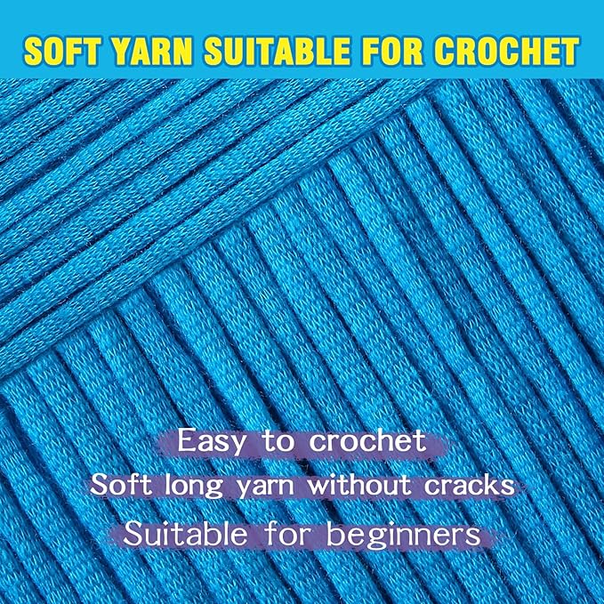 3 Pack (3 x 50g) Crochet Yarn with Crochet Hook - Worsted Medium Yarn for Crocheting - Easy-to-See Stitches Cotton-Nylon Blend Beginner Knitting Yarns for Adults and Kids
