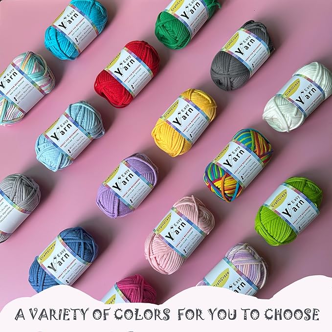 Beginner Easy Yarn Kit for Knitting,Crocheting; Worsted Weight Medium #4; Cotton Blend Yarn for Amigurumi with Tools (Merry Christmas, 6 Skein)