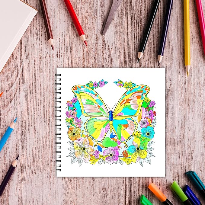 Ilyever Coloring Book for Women,30 Flower&Butterfly Coloring Book,Spiral Bound Coloring Books for Adults Relaxation and Stress Relief,Gifts for Women for Birthday,Thanksgiving and Christmas