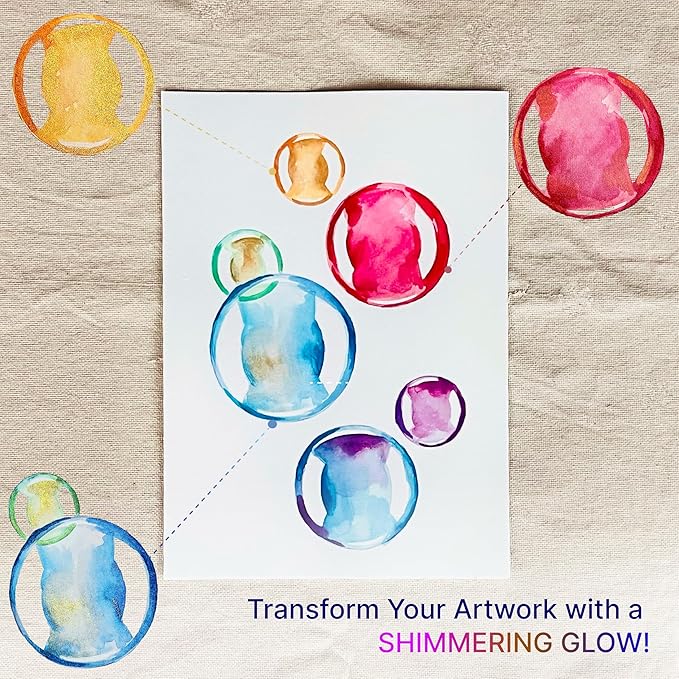 Metallic Watercolor 48 Colors|Tin Box & Waterbrush |Intense Pigments, Smooth Blend