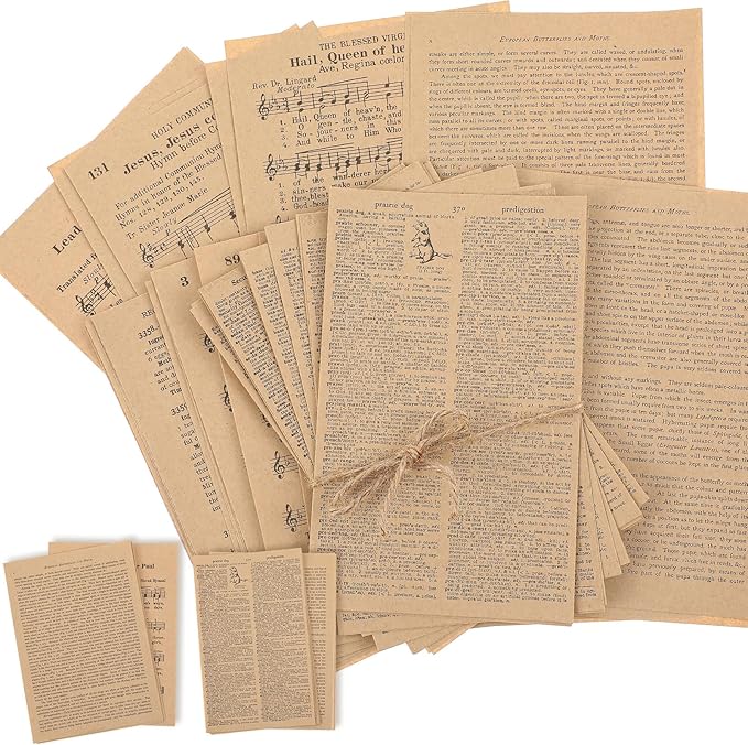 Zonon 114 Pieces 2 Sets Junk Journal Pages Vintage Ephemera Pack Craft Paper Junk Journal Vintage Paper for Albums Planner Decorative Crafts Embellishment Supplies (Vellum Series)